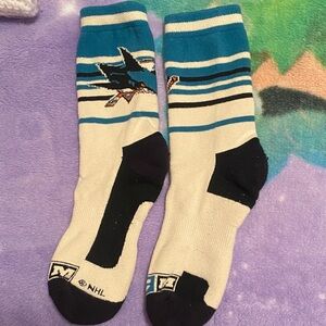 NHL San Jose Sharks Logo Teal, Cream & Black Athletic Crew Socks